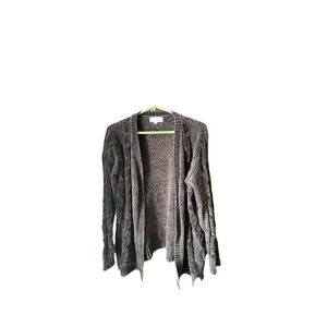 Pink Rose Olive Green Cable Knit Chenille Cardigan Sweater Womens Medium EUC